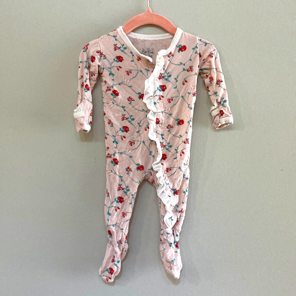 Kickee Pants footie in pink rose size 3-6 months